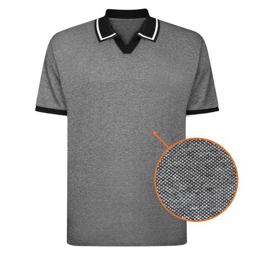 Bigdude Two Tone Tipped Revere Polo Shirt Black/Light Grey